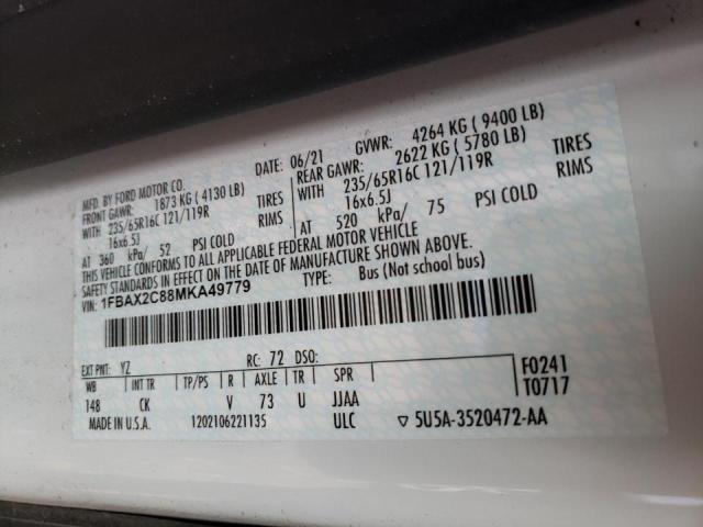 Photo 10 from auction – 2021 FORD TRANSIT T- with VIN 1FBAX2C88MKA49779