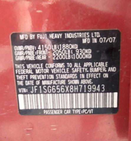 Photo 10 from auction – 2008 SUBARU FORESTER 2 with VIN JF1SG656X8H719943