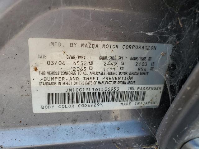 Photo 10 from auction – 2006 MAZDA SPEED 6 with VIN JM1GG12L161106953