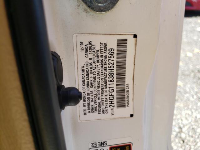 Photo 10 from auction – 2008 HONDA CIVIC EX with VIN 2HGFG11838H527569