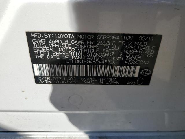 Photo 10 from auction – 2011 LEXUS ES 350 with VIN JTHBK1EG4B2445720