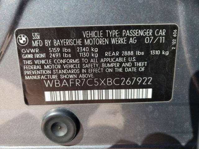 Photo 10 from auction – 2011 BMW 535 I with VIN WBAFR7C5XBC267922
