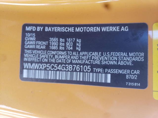 Photo 10 from auction – 2016 MINI COOPER with VIN WMWXP5C54G3B76105