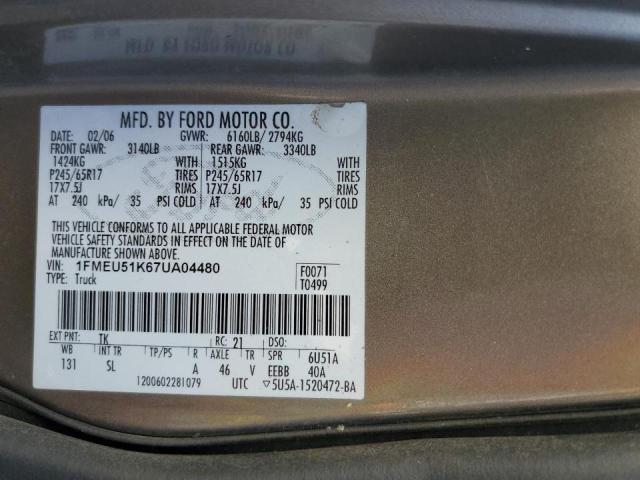 Photo 10 from auction – 2007 FORD EXPLORER with VIN 1FMEU51K67UA04480