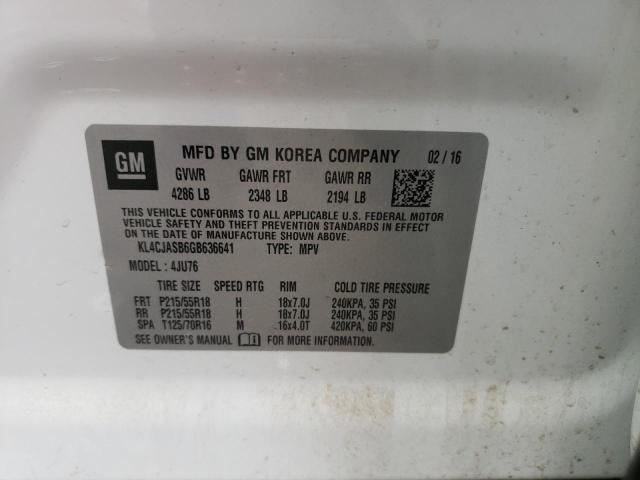 Photo 10 from auction – 2016 BUICK ENCORE with VIN KL4CJASB6GB636641
