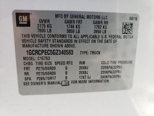 Photo 10 from auction – 2016 CHEVROLET SILVERADO with VIN 1GCRCPEC5GZ340583