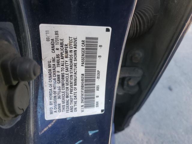 Photo 10 from auction – 2011 HONDA CIVIC LX with VIN 2HGFA1F59BH549258