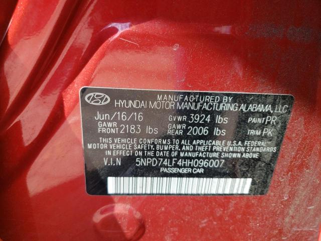 Photo 10 from auction – 2017 HYUNDAI ELANTRA SE with VIN 5NPD74LF4HH096007