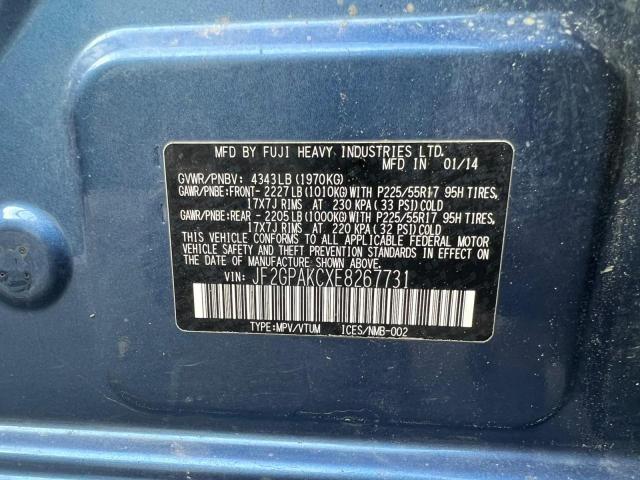 Photo 10 from auction – 2014 SUBARU XV CROSSTR with VIN JF2GPAKCXE8267731