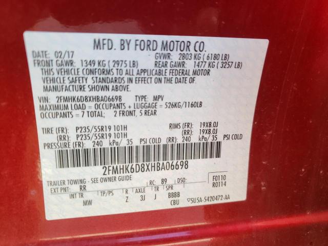 Photo 10 from auction – 2017 FORD FLEX LIMIT with VIN 2FMHK6D8XHBA06698