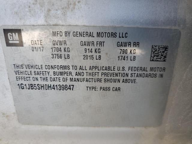 Photo 10 from auction – 2017 CHEVROLET SONIC LS with VIN 1G1JB5SH0H4139847