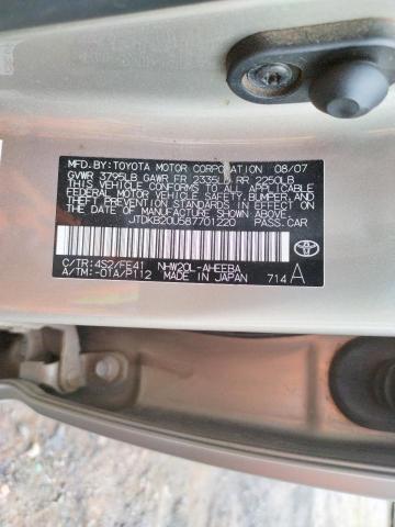 Photo 10 from auction – 2008 TOYOTA PRIUS with VIN JTDKB20U587701220