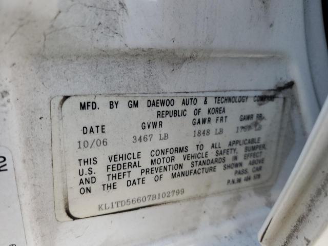 Photo 10 from auction – 2007 CHEVROLET AVEO BASE with VIN KL1TD56607B102799