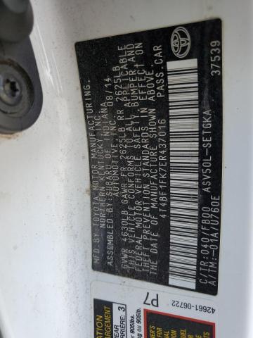 Photo 10 from auction – 2014 TOYOTA CAMRY L with VIN 4T4BF1FK7ER437016