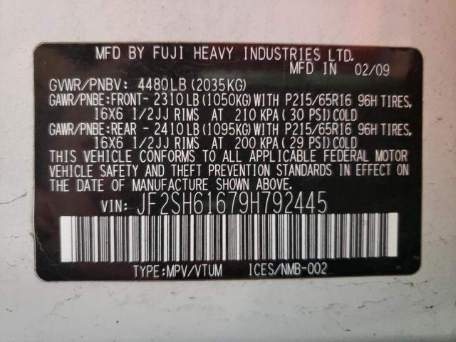 Photo 10 from auction – 2009 SUBARU FORESTER 2 with VIN JF2SH61679H792445