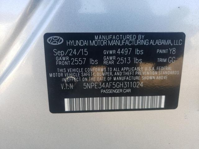 Photo 10 from auction – 2016 HYUNDAI SONATA SPO with VIN 5NPE34AF5GH311024