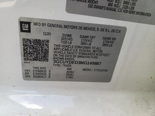 Photo 10 from auction – 2021 CHEVROLET SILVERADO with VIN 3GCUYDED3MG149887