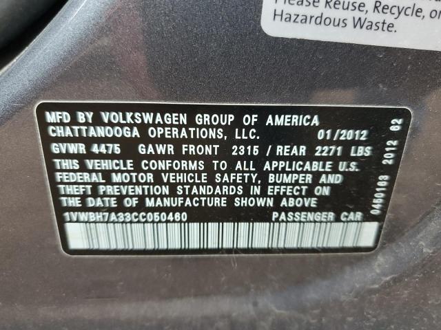 Photo 10 from auction – 2012 VOLKSWAGEN PASSAT SE with VIN 1VWBH7A33CC050460