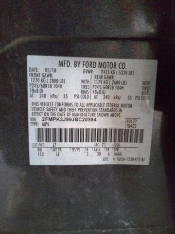Photo 10 from auction – 2018 FORD EDGE SEL with VIN 2FMPK3J99JBC20594