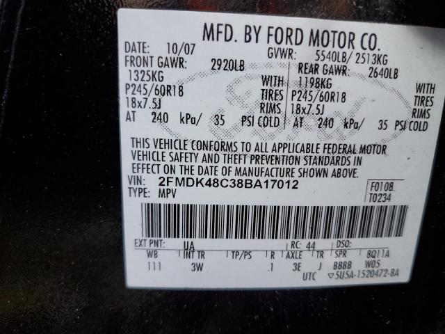 Photo 9 from auction – 2008 FORD EDGE SEL with VIN 2FMDK48C38BA17012