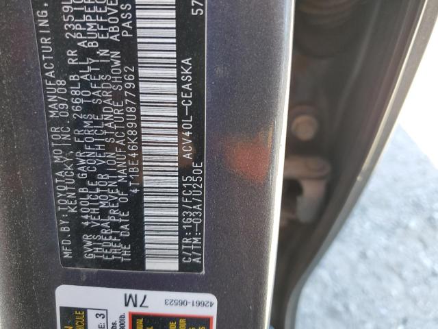 Photo 10 from auction – 2009 TOYOTA CAMRY BASE with VIN 4T1BE46K89U877962