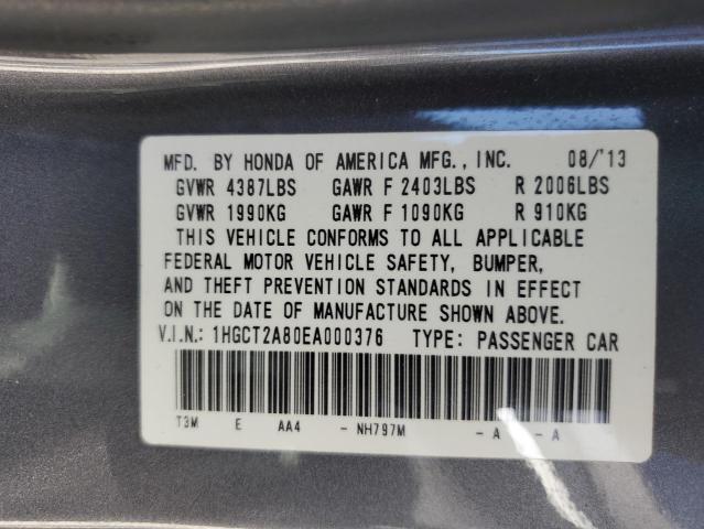 Photo 10 from auction – 2014 HONDA ACCORD EXL with VIN 1HGCT2A80EA000376