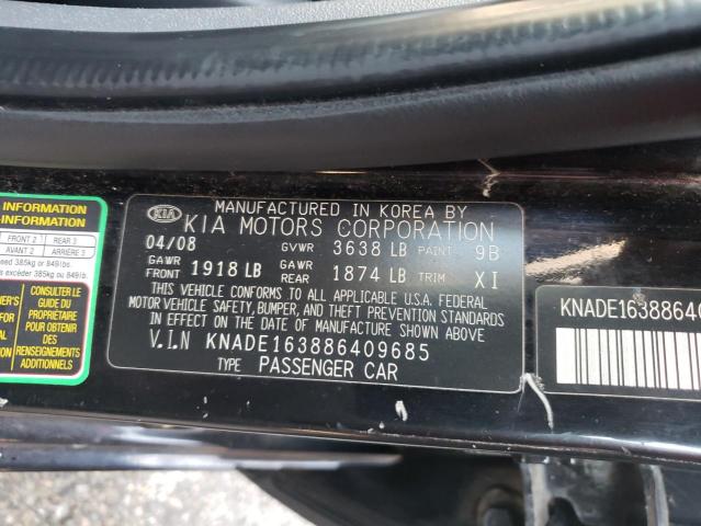 Photo 10 from auction – 2008 KIA RIO 5 SX with VIN KNADE163886409685