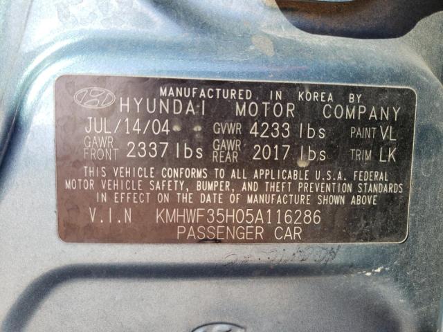 Photo 10 from auction – 2005 HYUNDAI SONATA GLS with VIN KMHWF35H05A116286