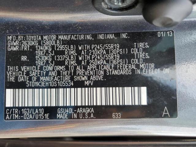 Photo 10 from auction – 2013 TOYOTA HIGHLANDER with VIN 5TDYK3EH1DS105534