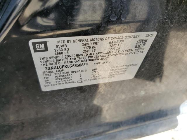 Photo 10 from auction – 2016 CHEVROLET EQUINOX LT with VIN 2GNALCEK0G6356884