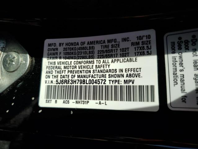 Photo 10 from auction – 2011 HONDA CR-V EXL with VIN 5J6RE3H79BL004572