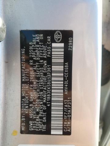 Photo 10 from auction – 2011 TOYOTA CAMRY HYBR with VIN 4T1BB3EK5BU137361