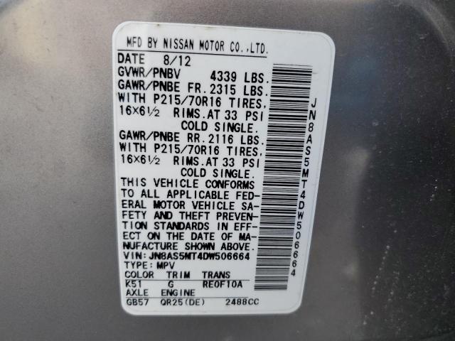 Photo 10 from auction – 2013 NISSAN ROGUE S with VIN JN8AS5MT4DW506664