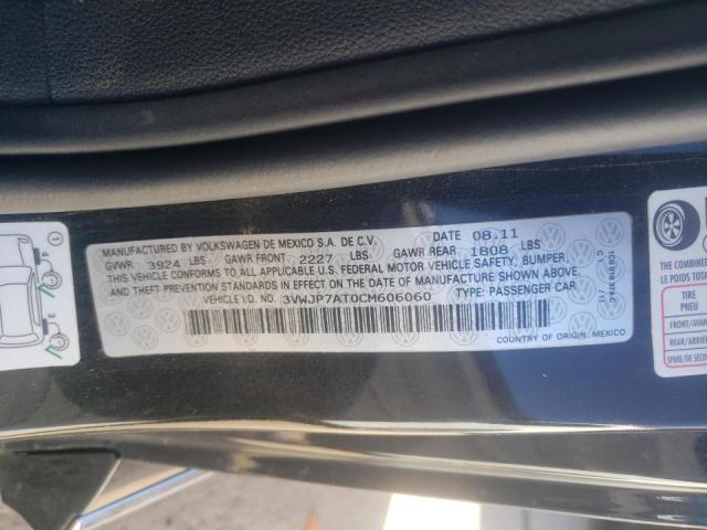 Photo 10 from auction – 2012 VOLKSWAGEN BEETLE with VIN 3VWJP7AT0CM606060