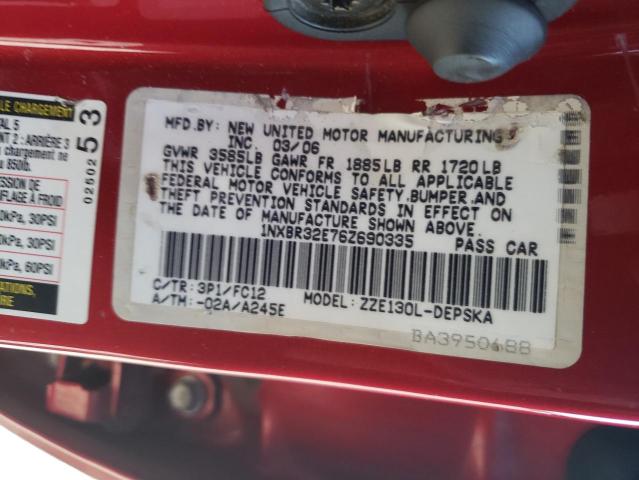 Photo 10 from auction – 2006 TOYOTA COROLLA CE with VIN 1NXBR32E76Z690335