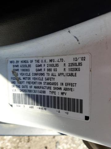 Photo 10 from auction – 2003 HONDA CR-V EX with VIN SHSRD78813U114098