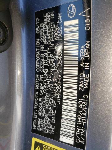 Photo 10 from auction – 2012 LEXUS CT 200 with VIN JTHKD5BH5C2105430