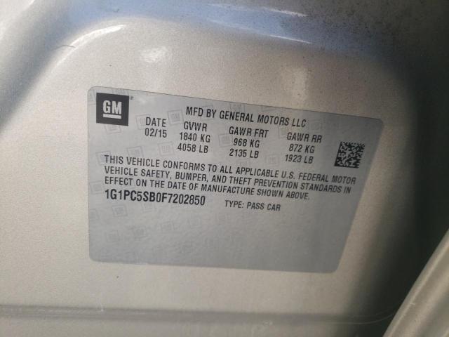 Photo 10 from auction – 2015 CHEVROLET CRUZE LT with VIN 1G1PC5SB0F7202850