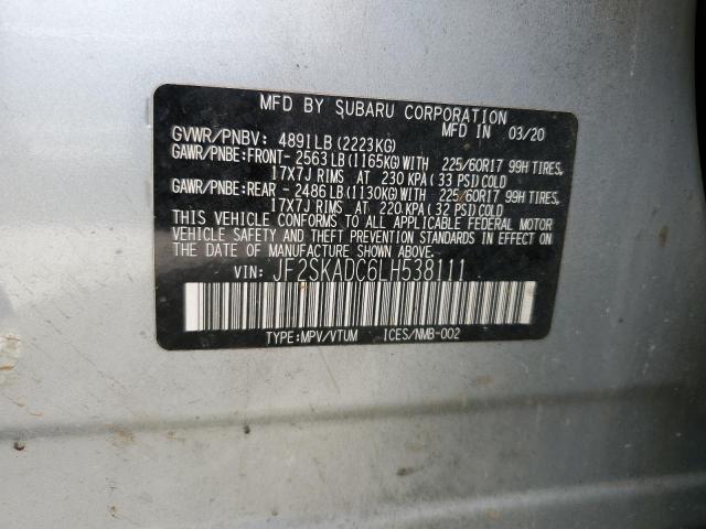 Photo 10 from auction – 2020 SUBARU FORESTER with VIN JF2SKADC6LH538111