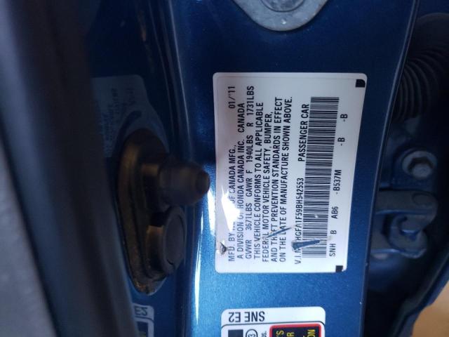 Photo 10 from auction – 2011 HONDA CIVIC LX with VIN 2HGFA1F59BH542553