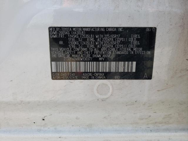 Photo 10 from auction – 2012 TOYOTA RAV4 with VIN 2T3ZF4DV0CW130377