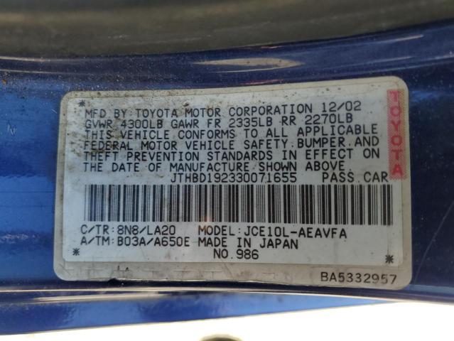 Photo 10 from auction – 2003 LEXUS IS 300 with VIN JTHBD192330071655