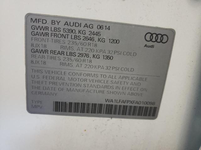 Photo 10 from auction – 2015 AUDI Q5 PREMIUM with VIN WA1LFAFPXFA010098