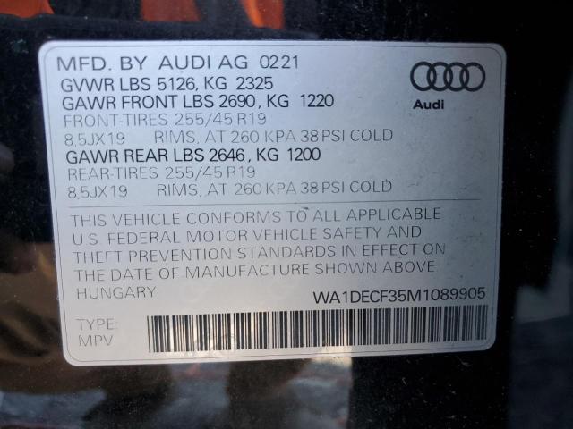 Photo 10 from auction – 2021 AUDI Q3 PREMIUM with VIN WA1DECF35M1089905