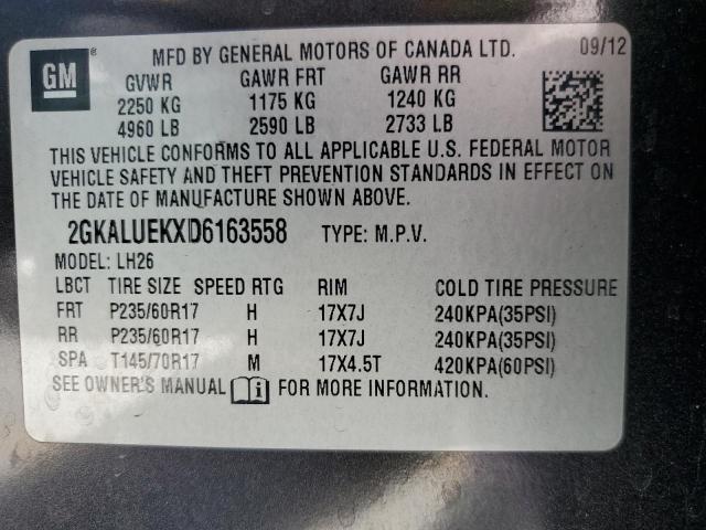 Photo 10 from auction – 2013 GMC TERRAIN SL with VIN 2GKALUEKXD6163558