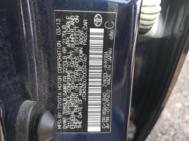 Photo 10 from auction – 2013 TOYOTA PRIUS with VIN JTDKN3DU7D0347467