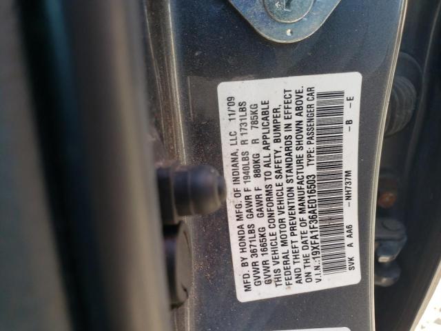 Photo 10 from auction – 2010 HONDA CIVIC VP with VIN 19XFA1F36AE016503