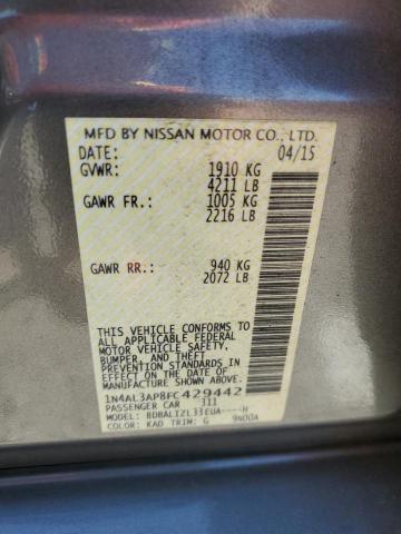 Photo 10 from auction – 2015 NISSAN ALTIMA 2.5 with VIN 1N4AL3AP8FC429442
