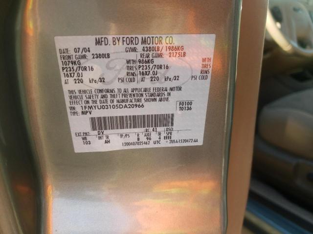 Photo 10 from auction – 2005 FORD ESCAPE XLT with VIN 1FMYU03105DA20966