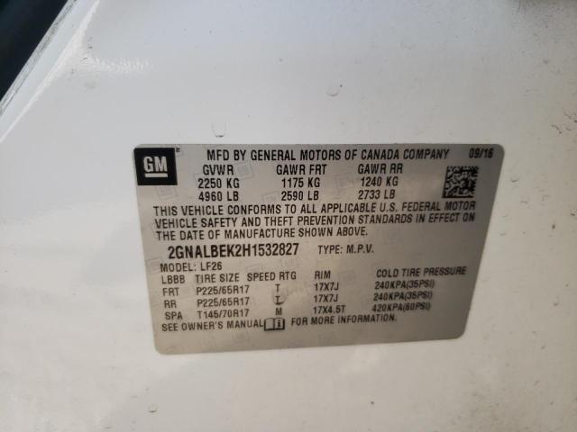 Photo 10 from auction – 2017 CHEVROLET EQUINOX LS with VIN 2GNALBEK2H1532827